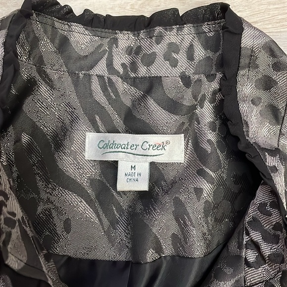 Coldwater Creek Black & Silver Print Button Down Blazer / Jacket Size Medium - Picture 6 of 16